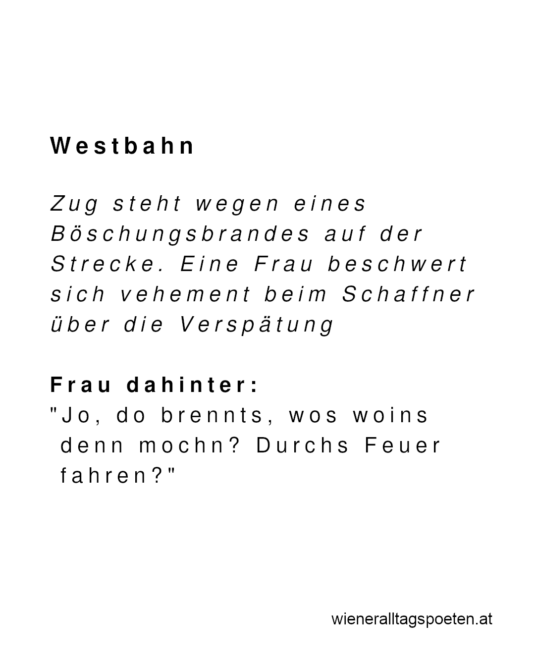Immer diese Ausreden warum der Zug Verspätung hat #wieneralltagspoeten Gehört von @p.hlzl