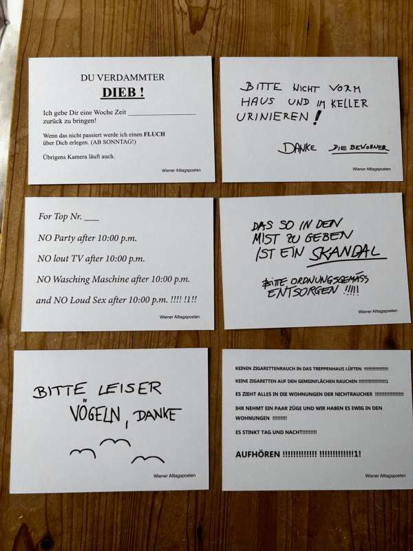 Postkarten-Set "Stiegenhauszettel"