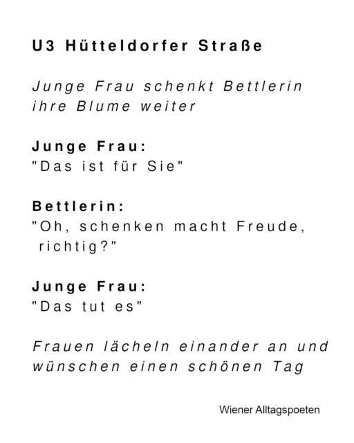 Auch ein kleines Geschenk kann viel bewegen #wieneralltagspoeten Gehört von @diestritzie