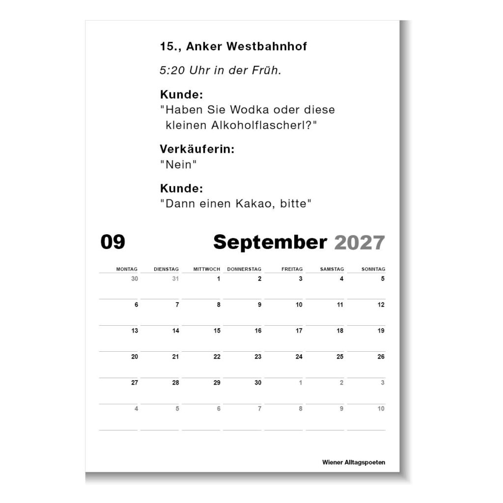 Kalender "Wiener Alltagspoeten 2027"