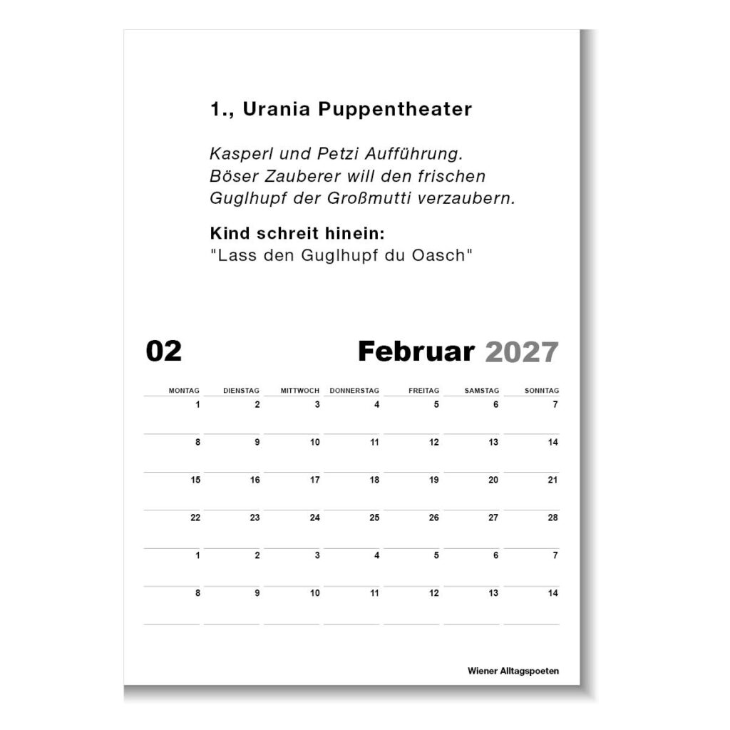 Kalender "Wiener Alltagspoeten 2027"
