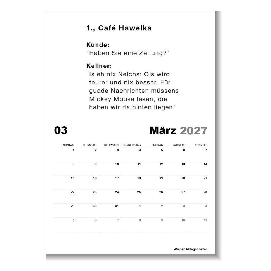 Kalender "Wiener Alltagspoeten 2027"