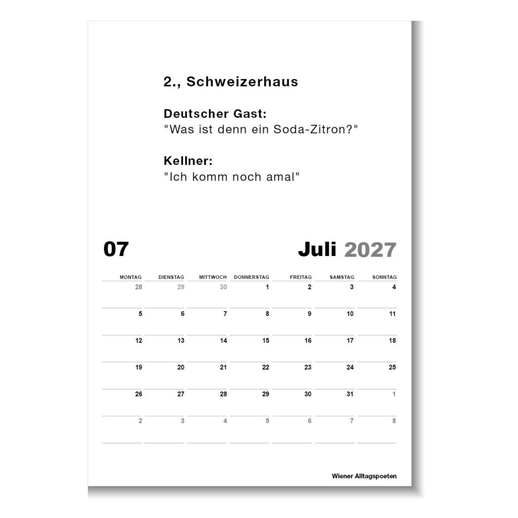 Kalender "Wiener Alltagspoeten 2027"