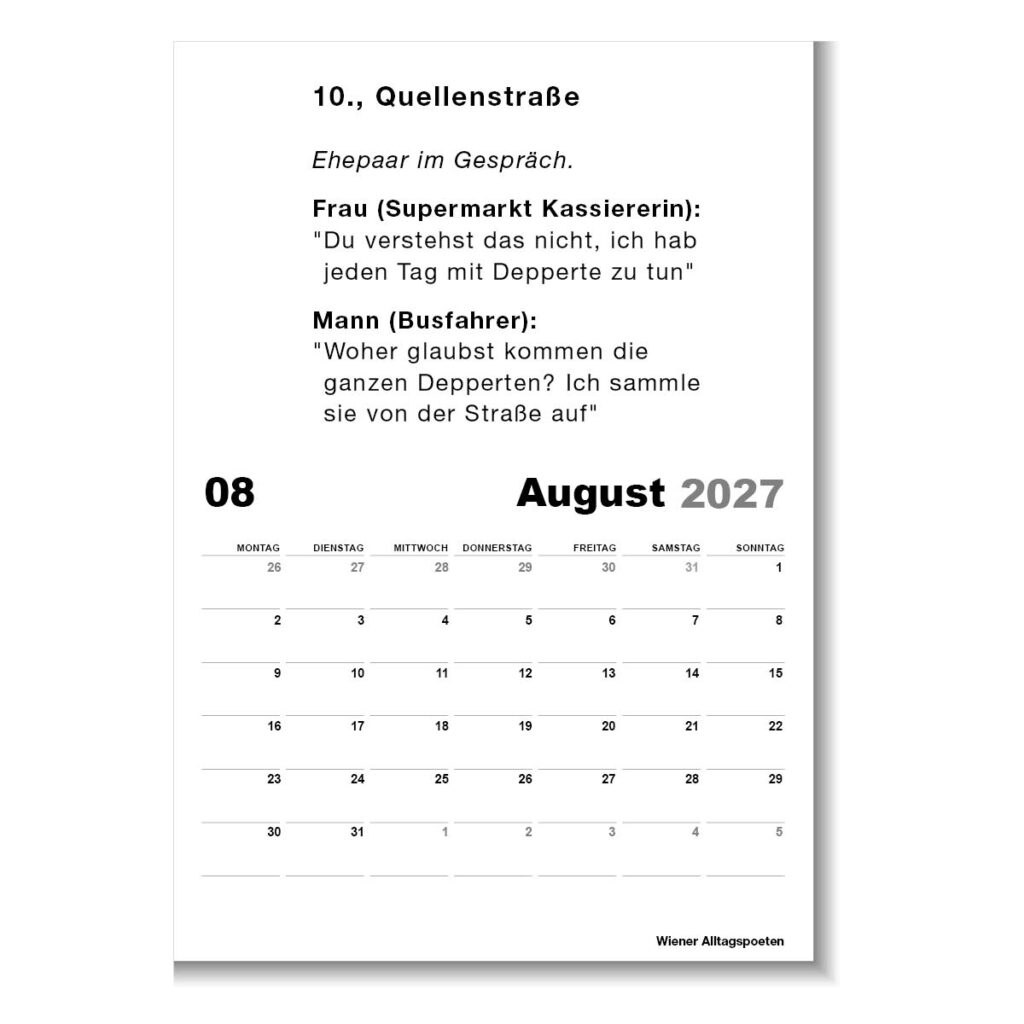 Kalender "Wiener Alltagspoeten 2027"